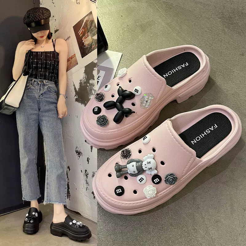 2025 Внешняя торговля Новый стиль ручной работы DIY пещерные тапочки Баотоу противоскользящая толстая подошва женская наружная обувь для садовых пещер оптом