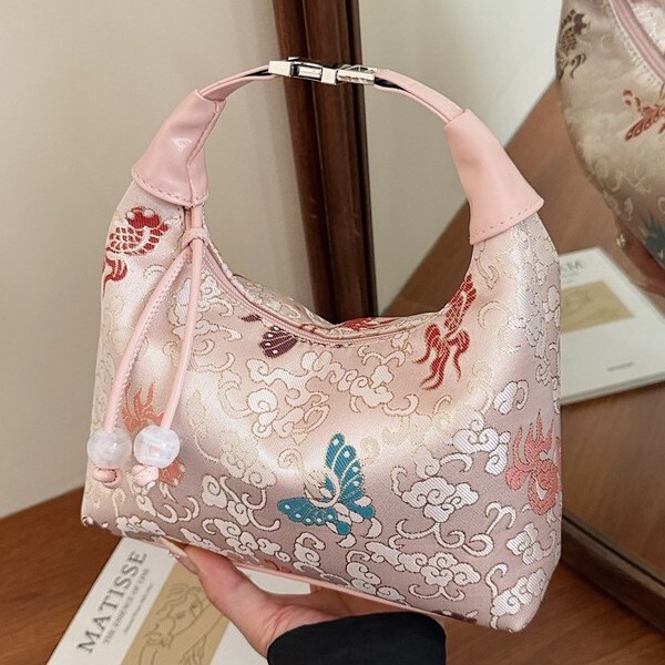 Women's Single Shoulder Underarm Bag, New Chinese Style Hanfu National Fashion Versatile Embroidered Dumpling Bag Niche Cross-Border Women's Single Shoulder Underarm Bag, New Chinese Style Hanfu National Fashion Versatile Embroidered Dumpling Bag Niche Cross-Border