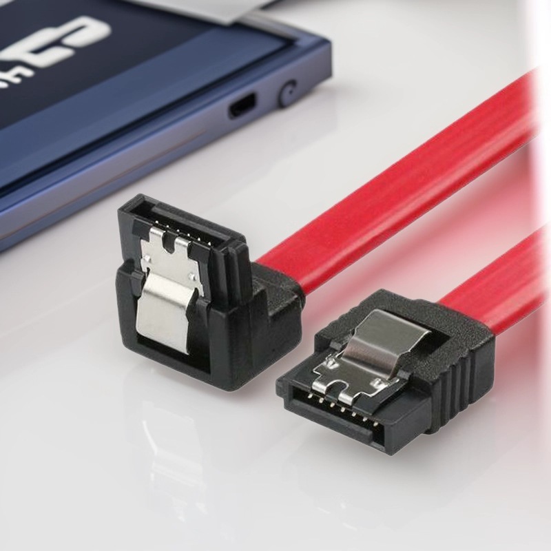 SATA6Gb/s高速传输双通道铝箔屏蔽线 SATA7Pin直对弯头硬盘数据线