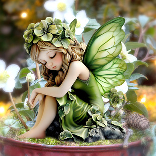 Dc11046 Creative Green Flower Fairy Elf Courtyard Garden Decoration Insert Card Ground Insert Decoration Props