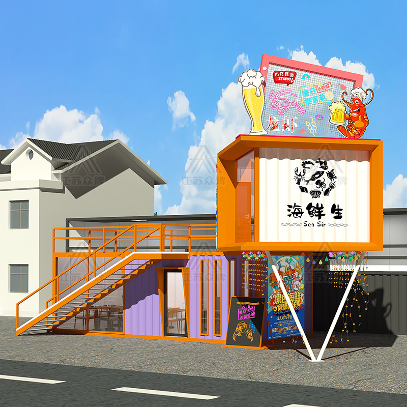 Contenedor red de viviendas móviles tienda de té con leche roja tienda móvil tienda de contenedores quiosco de café tienda