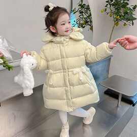 女童棉服冬季新款中长款宝宝冬装加绒加厚洋气棉袄外套儿童棉衣潮