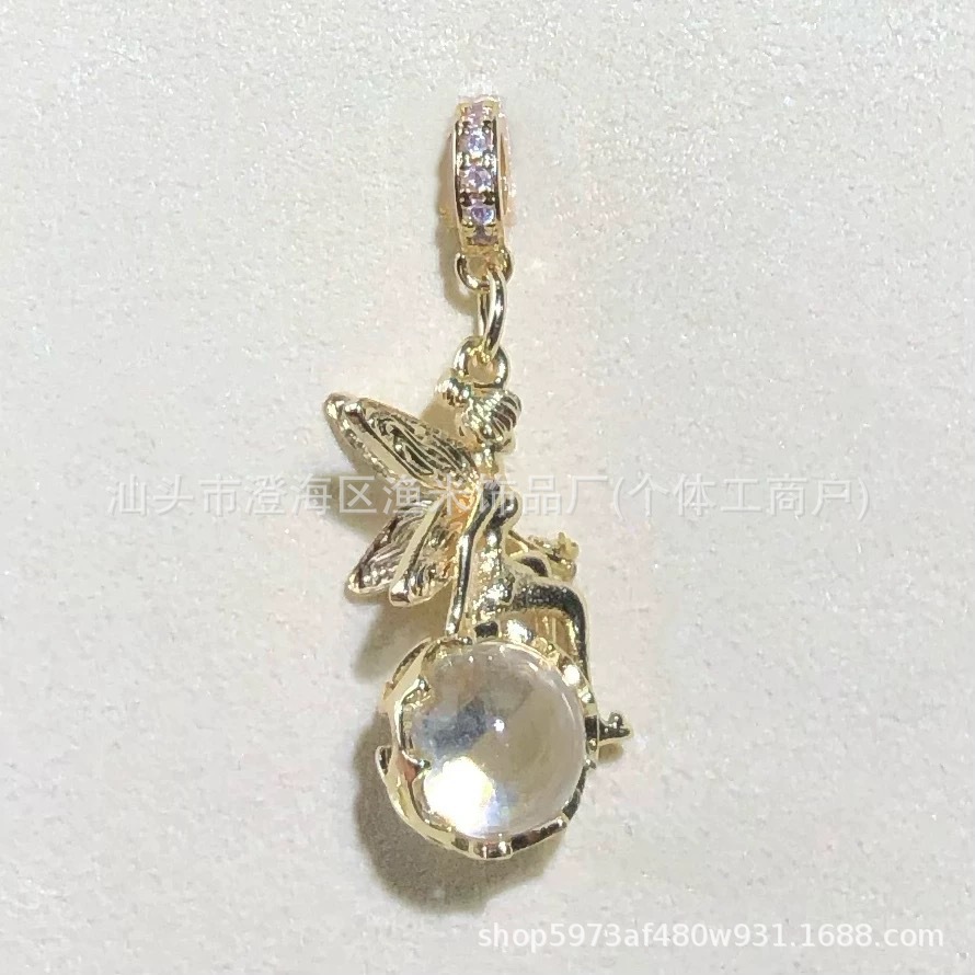 14K Gold-Plated Crystal DIY Accessories Fairy Goddess Pendant Spacer Beads Chain Bracelet Necklace with Chinese Style Jewelry Beads