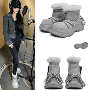 fleece-lined Thickened Warm Middle Tube Pullover Waterproof Non-Slip Big Head Boots for Lovers Snow Boots Thick Sole Heightened Toe Boots