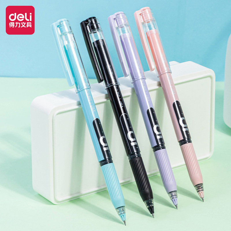 Deli V96 pluma de gel pluma firma pluma de agua Prensa bala aguja tubo de escritura suave 0,5mm