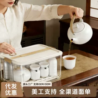 茶杯收纳盒防尘透明茶具杯子置物架功夫茶壶酒杯带盖橱柜茶杯整理