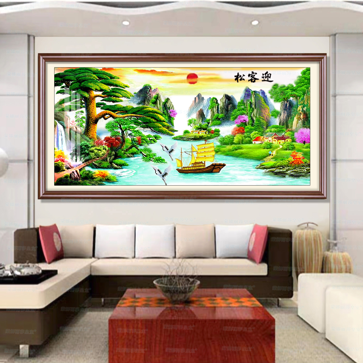 Monalisa Royal Cruz puntada bienvenida Pino nueva versión estilo Nacional Gran Salón paisaje pintura decorativa hecha a mano image 3