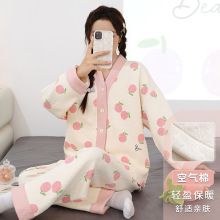 睡衣女冬秋季长袖夹层空气棉保暖新款甜美可爱少女学生家居服套装