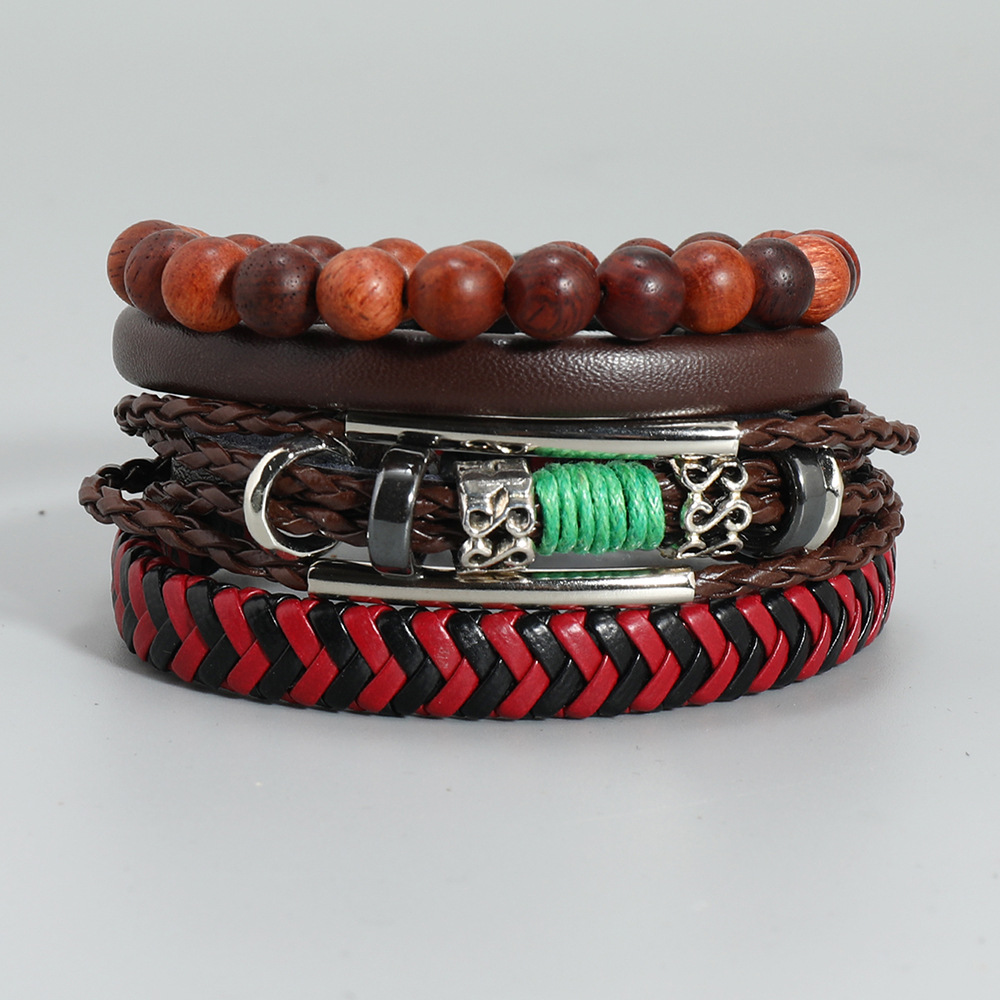 Hip-Hop Geometric Pu Leather Knitting Unisex Bracelets
