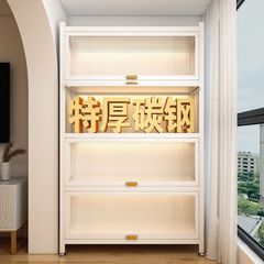 収納キャビネット スチール製収納キャビネット ホームバルコニー収納キャビネット 多層床置きスナックキャビネット 収納ラック 鉄製収納ラック