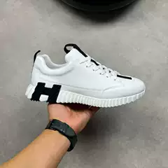 European Station White Shoes Fashion Spring and Summer New Arrival Men's All-Match Breathable Genuine Leather Sports Flat Shoes Trendy Men's Casual Shoes