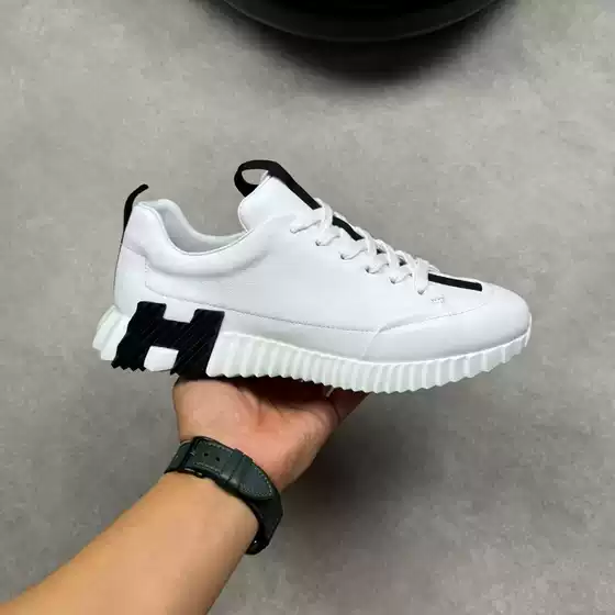 European Station White Shoes Fashion Spring and Summer New Arrival Men's All-Match Breathable Genuine Leather Sports Flat Shoes Trendy Men's Casual Shoes
