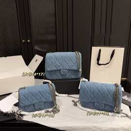 中古小香风翻盖包牛仔布菱格方胖子小方包斜跨单肩包女山茶花情人