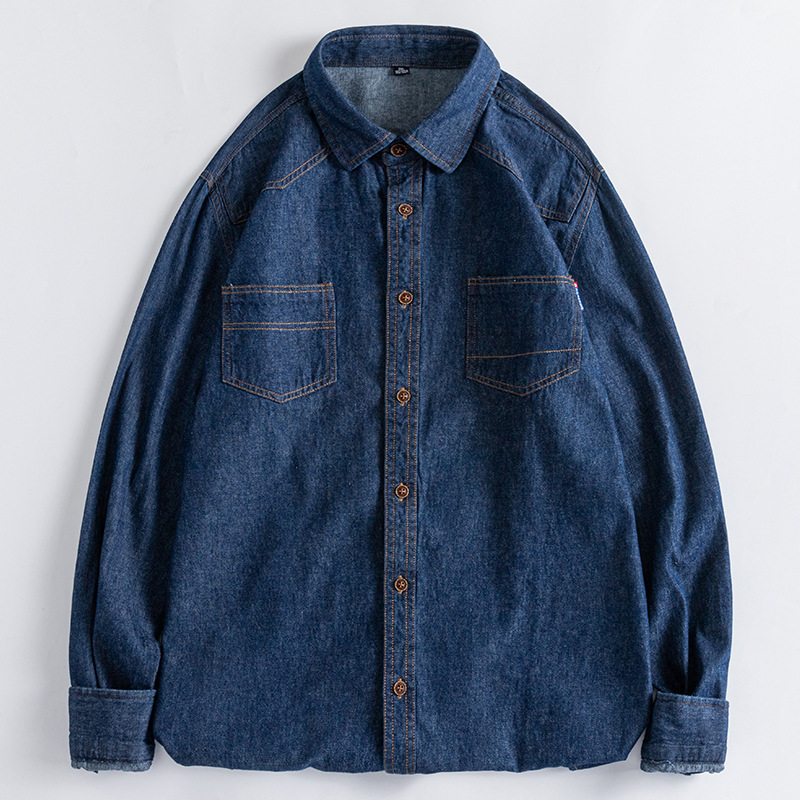 Camisa de manga larga de mezclilla de algodón camisa juvenil de moda masculina camisa juvenil abrigo de estudiante camisa juvenil moda masculina