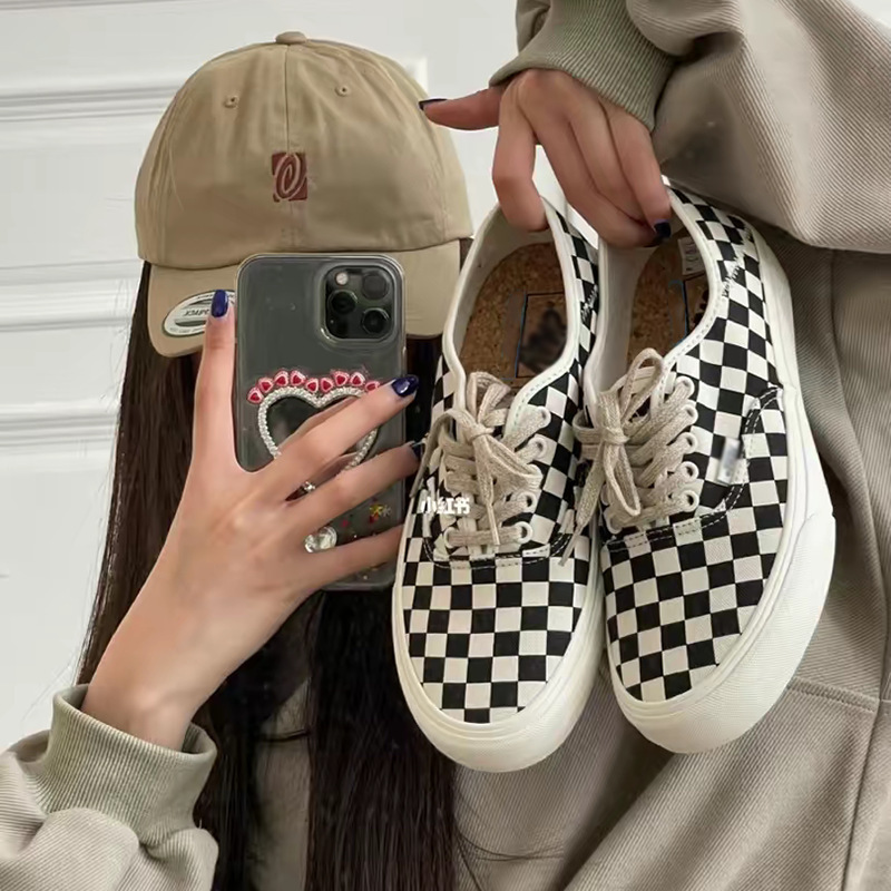 Canvas Shoes Summer Casual Letter Black and White Low-Top Skateboard Shoes Cd Checkerboard Joint Retro g Vance March Print