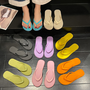 Foreign Trade Flip-Flops Women's Summer Non-Slip Simple Clip Seaside Beach Outdoor Wear Solid Color Sandals and Slippers Women's High-Level Sense