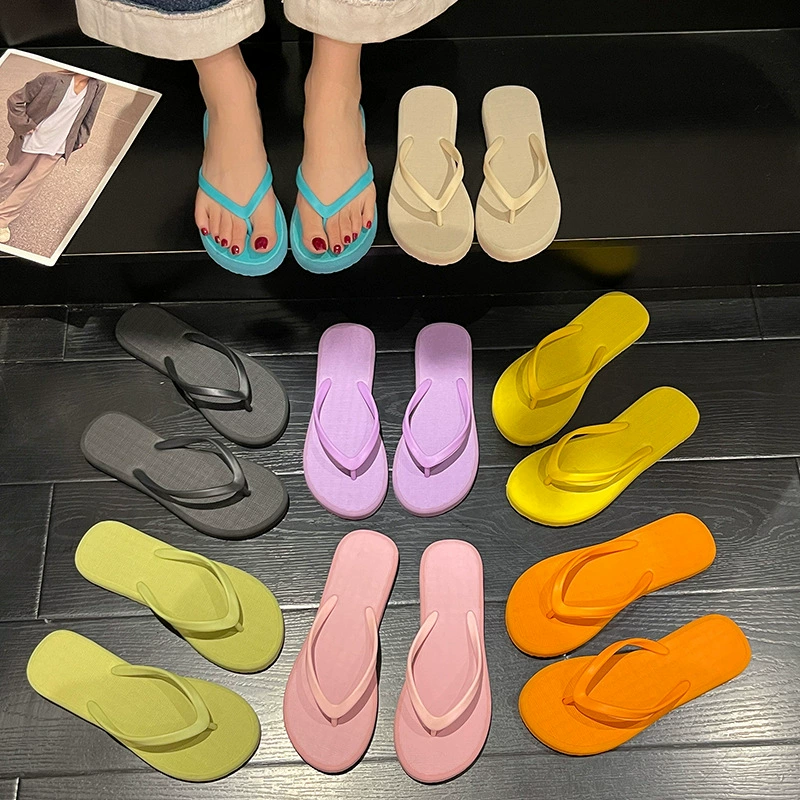 Внешняя торговля шлепанцы женская летняя нескользящая минималистичная ножка на пляже на открытом воздухе носить сплошные холодные тапочки женщины высокого уровня