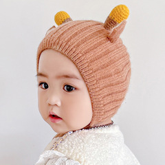 嬰兒帽子秋冬季男女童寶寶可愛超萌幼兒冬季加厚護耳毛線針織保暖