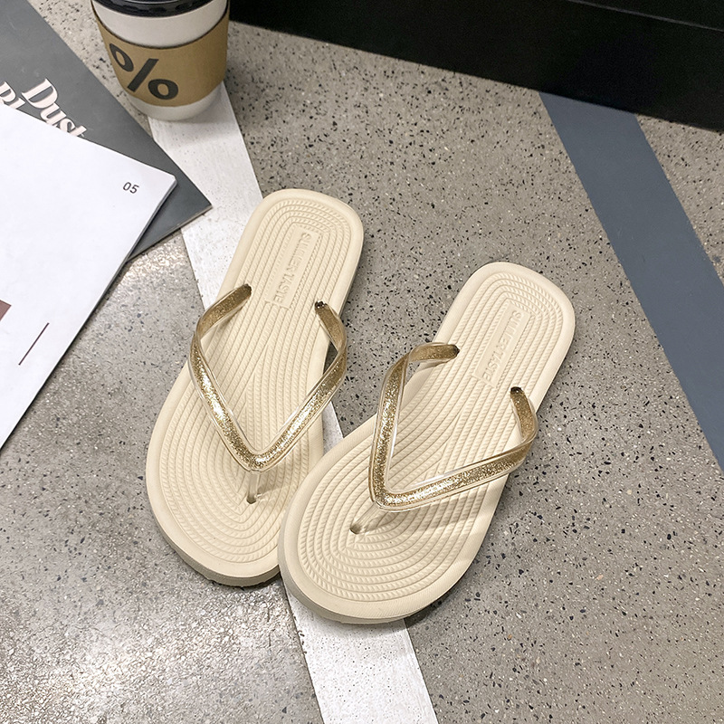 Zapatillas de flip flop para mujeres de moda brillante y fresca nueva moda para viajar en verano a la playa para usar zapatillas