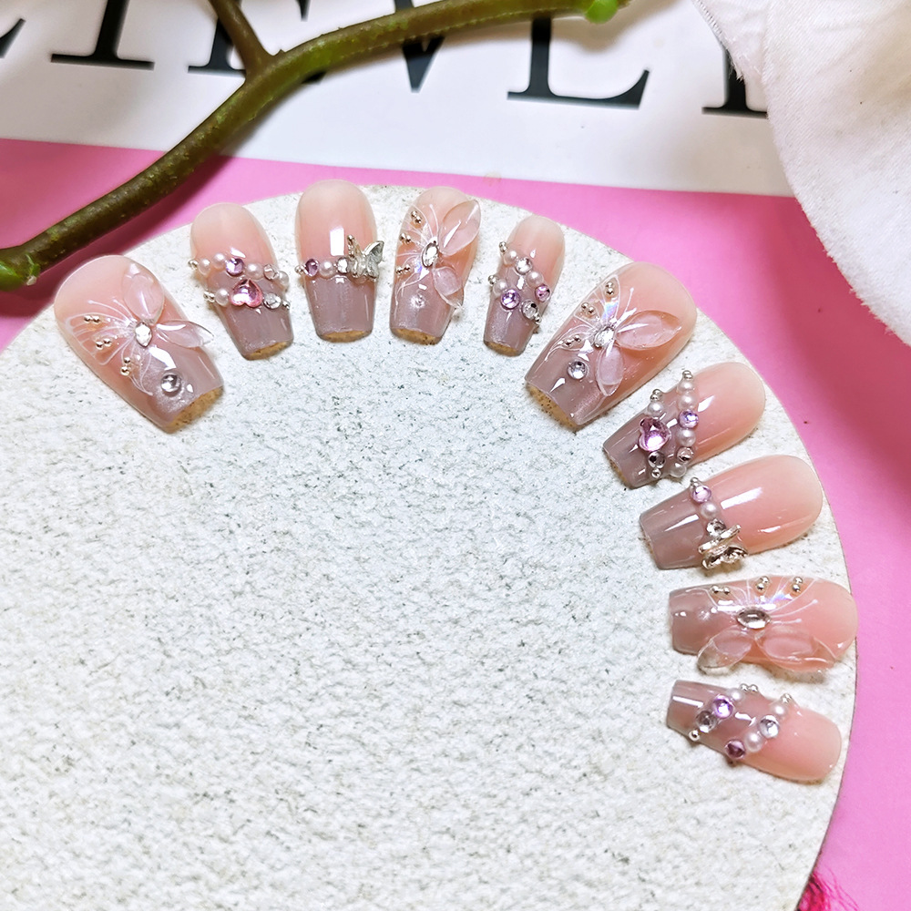 Polvo mariposa taladro de ojo de gato manicure dulce de hadas manuales 10 piezas de parche de uñas de código dividido