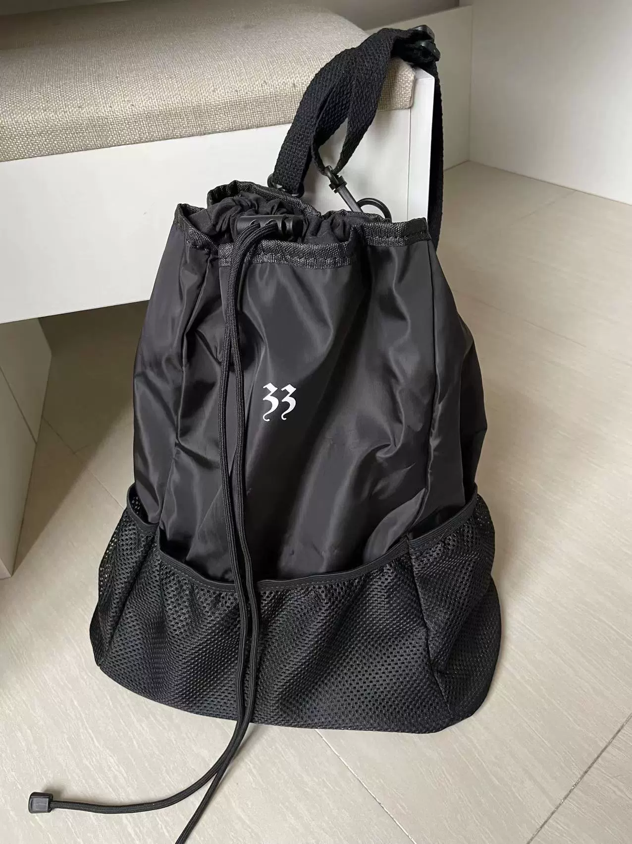 Nylon Drawstring Backpack, 3D Spacious Design, 40×35×17 cm, Lightweight 0.3 kg
