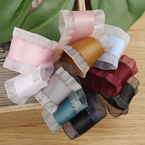 Polyester skirt snow gauze ribbon bow hair accessories clothing shoes flower hat flower decoration ruffle ribbon
