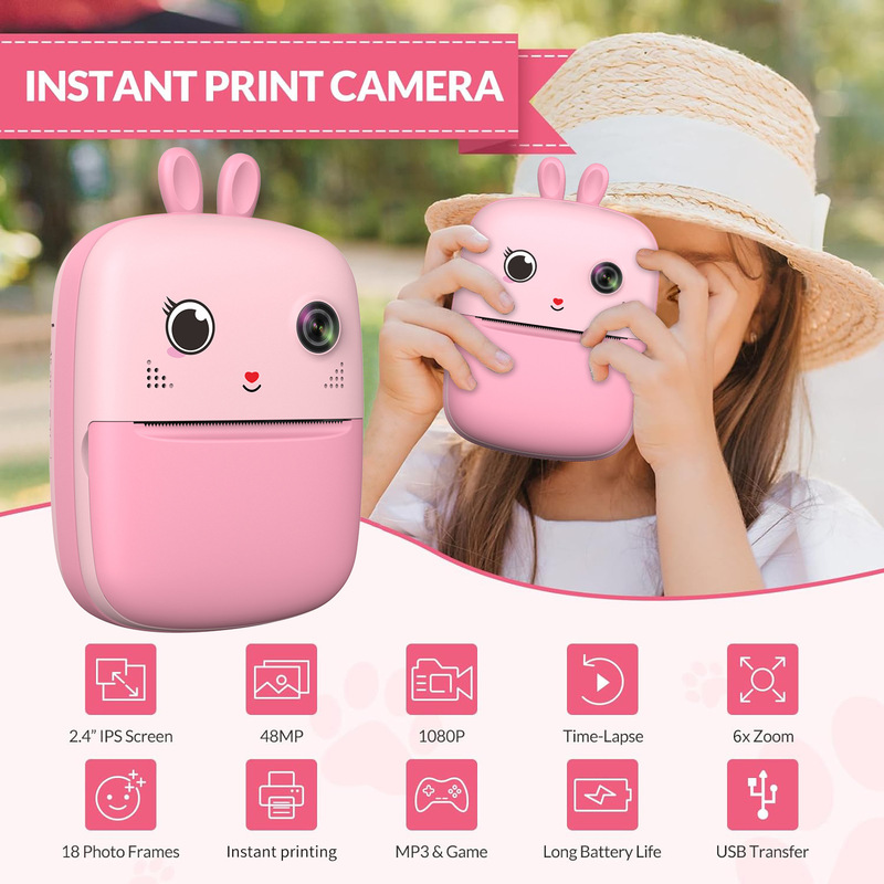 New Instant Camera for Children That Can Take Photos, Come with Built-In Printing, Digital Camera, High-Definition Video Camera, and Game Toy New Instant Camera for Children That Can Take Photos, Come with Built-In Printing, Digital Camera, High-Definition Video Camera, and Game Toy