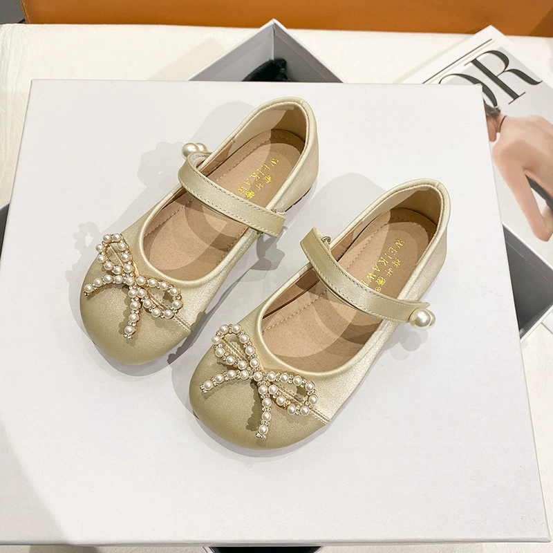 Туфли принцессы для девочек, весна-осень 2025, новые универсальные детские туфли в корейском стиле на мягкой подошве, кожаные туфли для маленьких девочек, туфли-лодочки