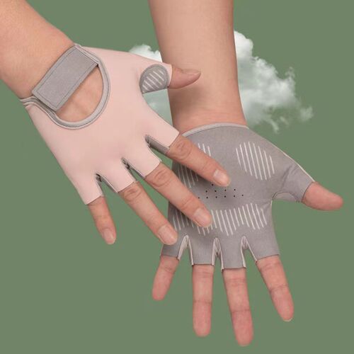 Sports gloves for men and women, outdoor half-finger slip-resistant gloves for fitness, hand protection for spring, summer, autumn, ice silk quick-drying cycling gloves factory