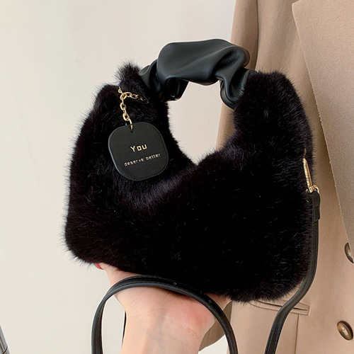 Fashion Plush Bag Women's  Winter New Casual Simple Crossbody Bag Retro Commuting Handbag Women's Bag