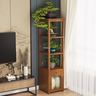 Corner Storage Rack Durable Corner Cabinet Living Room Sofa Corner Storage Cabinet Non-Solid Wood Ornament Shelf Retro Corner Cabinet
