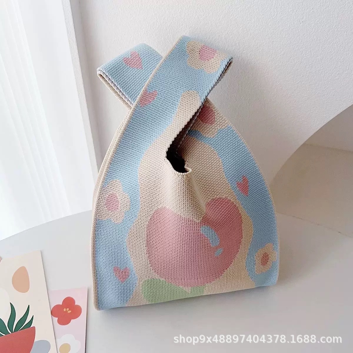 Tote Bag Trendy Ins Fashion Handbag Women Bucket Bag Knitted Korean Japanese Versatile Hand-Held Casual Versatile Bag