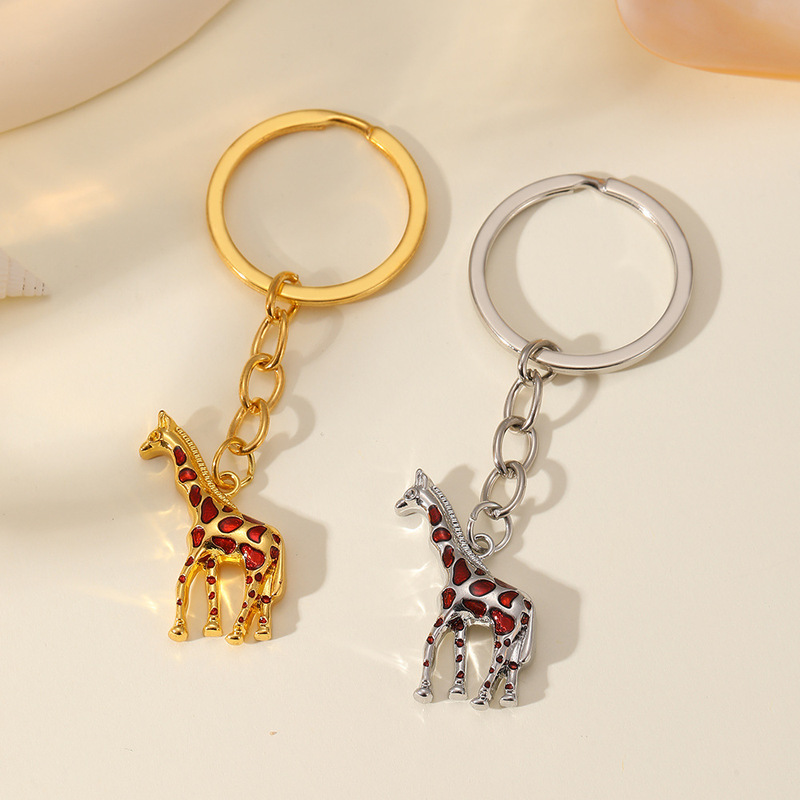 Cross-Border Giraffe Keychain Alloy Car Pendant Simple Key Ring Bag Accessory Niche Versatile Gift Cross-Border Giraffe Keychain Alloy Car Pendant Simple Key Ring Bag Accessory Niche Versatile Gift