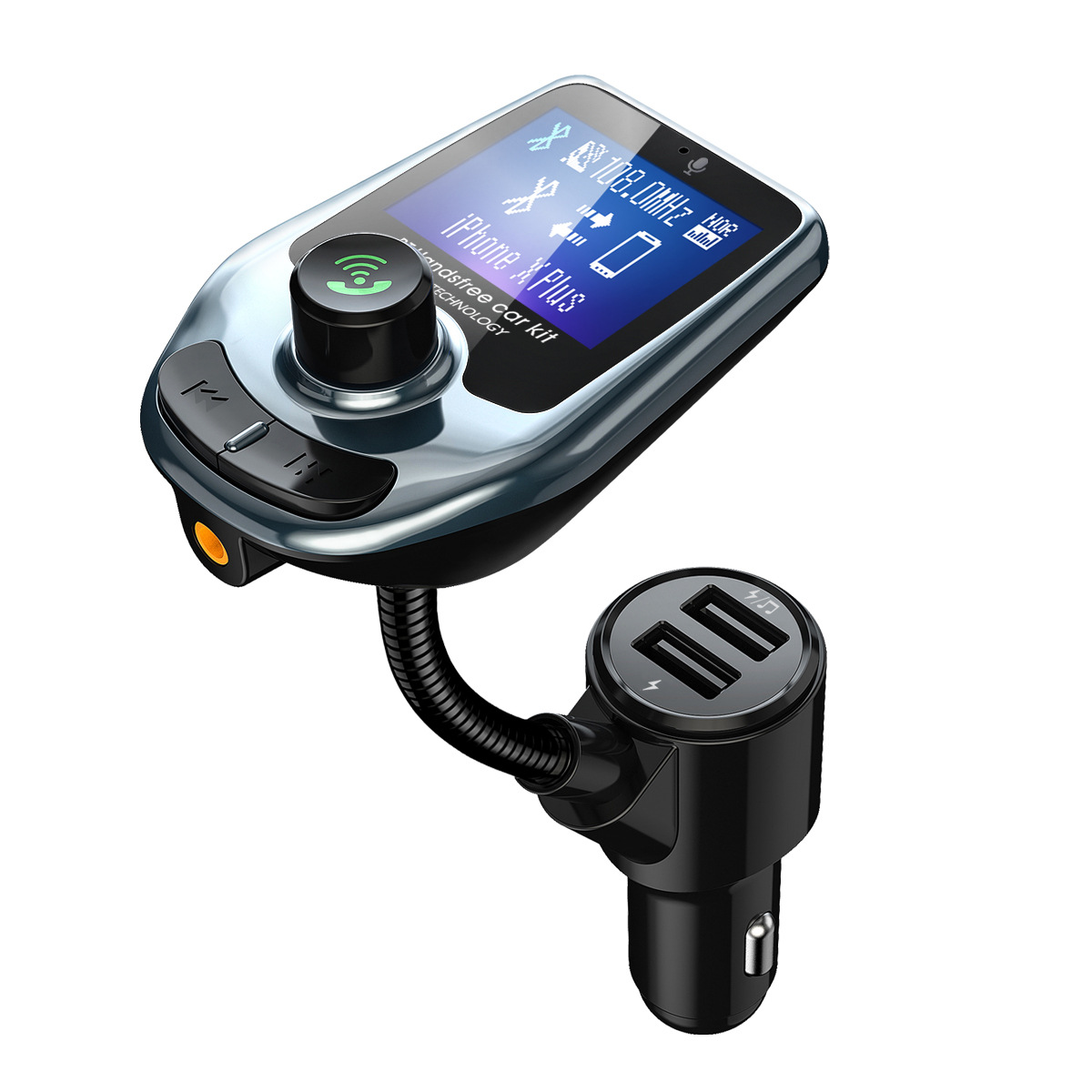 Reproductor de MP3 para coche D4, Bluetooth para coche 5.0 manos libres, transmisor FM, cargador para coche USB QC3.0