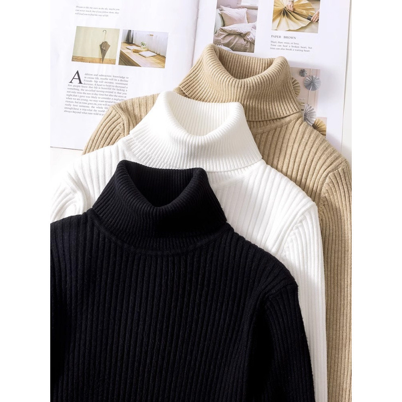 Turtleneck Knitwear for Women in Autumn and Winter Thickeneded Black Bottoming Shirt Slim and Warm 2024 New Inner Top Knitwear