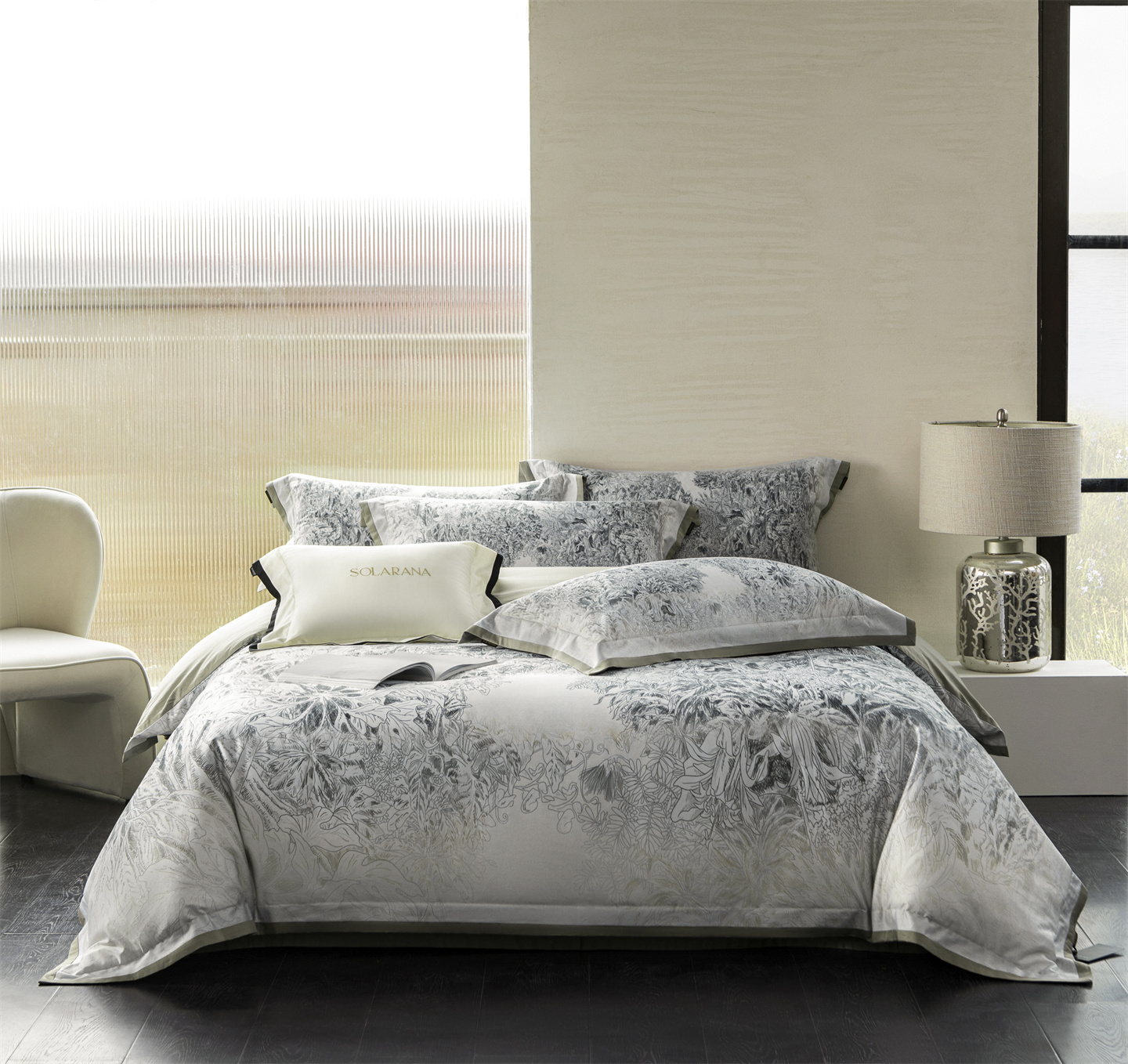 Conjunto de cama 4 peças em algodão elegante para homem_voghion.com