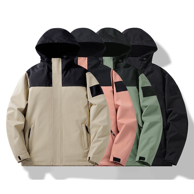 Outdoor windproof jacket with embroidery and hood, unisex couple's mountaineering jacket, casual fashion wholesale Outdoor windproof jacket with embroidery and hood, unisex couple's mountaineering jacket, casual fashion wholesale