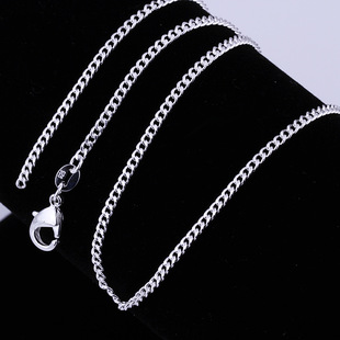 Wholesale foreign trade jewelry plated 925 silver 2mm side chain necklace with chain temu AliExpress explosions 40-60CM