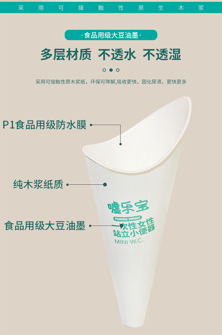 Disposable Squat-Free Paper Urinal for Women, Standing Urinal for Ladies, Outdoor Urinal for Pregnant Women, Squat-Free Urinal