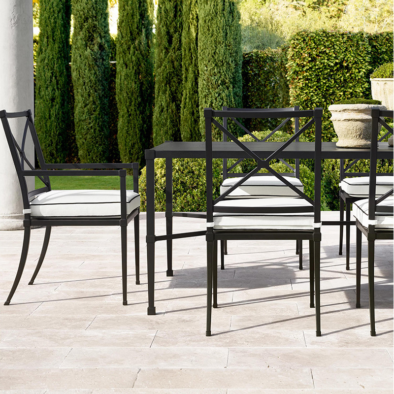 Mesa y silla al aire libre combinación de muebles de ocio modernos y minimalistas Villa patio jardín impermeable a prueba de agua y protección solar mesa y silla de aleación de aluminio image 4
