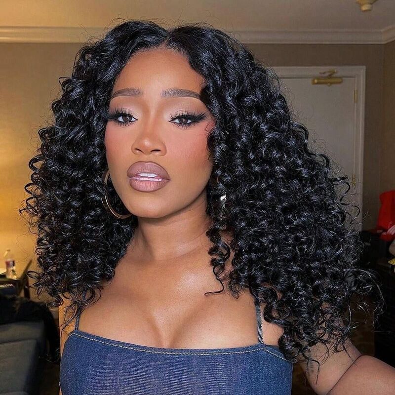New 18inch African Curly Short Natural High-Quality Lace Front Synthetic Fiber Wig, Heat Resistant