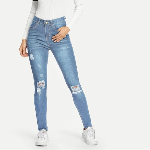 Suministro transfronterizo pantalones vaqueros con pies rotos para mujer