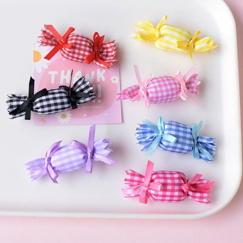 Colorful Plaid Fabric Filled with Cotton Candy Bow Accessories DIY Handmade Decorative Materials Clothing Shoes and Socks Accessories