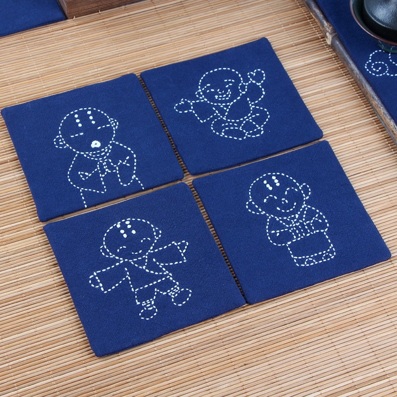 Paquete de material de bordado hecho a mano de bricolaje conjunto de tela estera de té montaña regalo creativo bordado paquete de material principiante