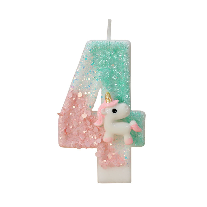 Unicornio transfronterizo 0 - 9 velas digitales pastel de cumpleaños velas shein Amazon suministro de velas de cumpleaños creativas