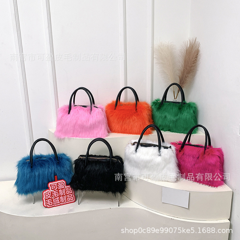 Cross-border Europe and the United States imitation fur bag women's high-end faux fox fur velvet bag handbag large capacity tote bag