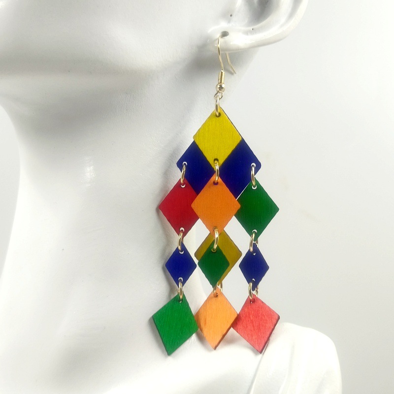 Drop Earrings Classification 1 Pair Basic Geometric Wood Drop Earrings