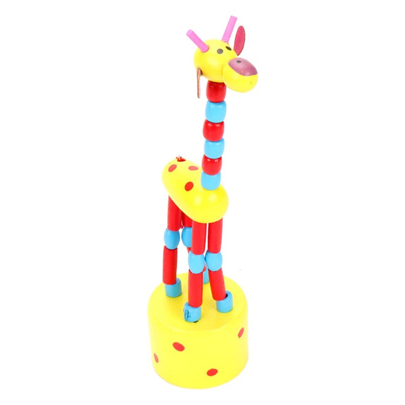 Giraffe puppet swing stand bucket wooden animal finger Doll Doll toy mini cute dancing animal