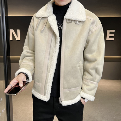 Fur one man winter new pattern men's wear Lapel thickening Lambswool Suede coat Men's cotton