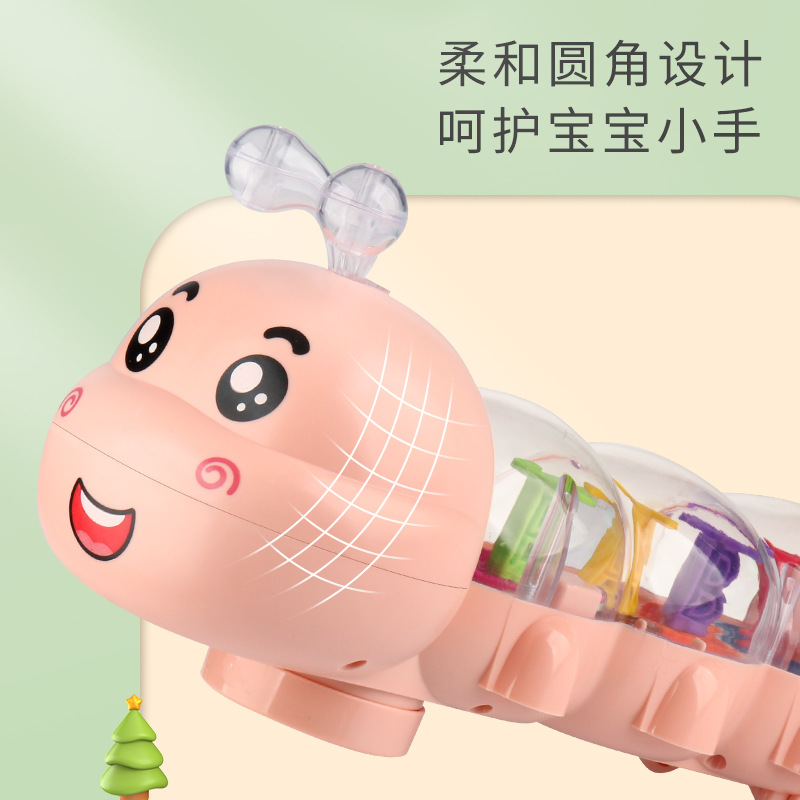 Nuevos niños eléctrico universal oruga juguete música engranaje ligero oruga dibujos animados animal puesto al por mayor